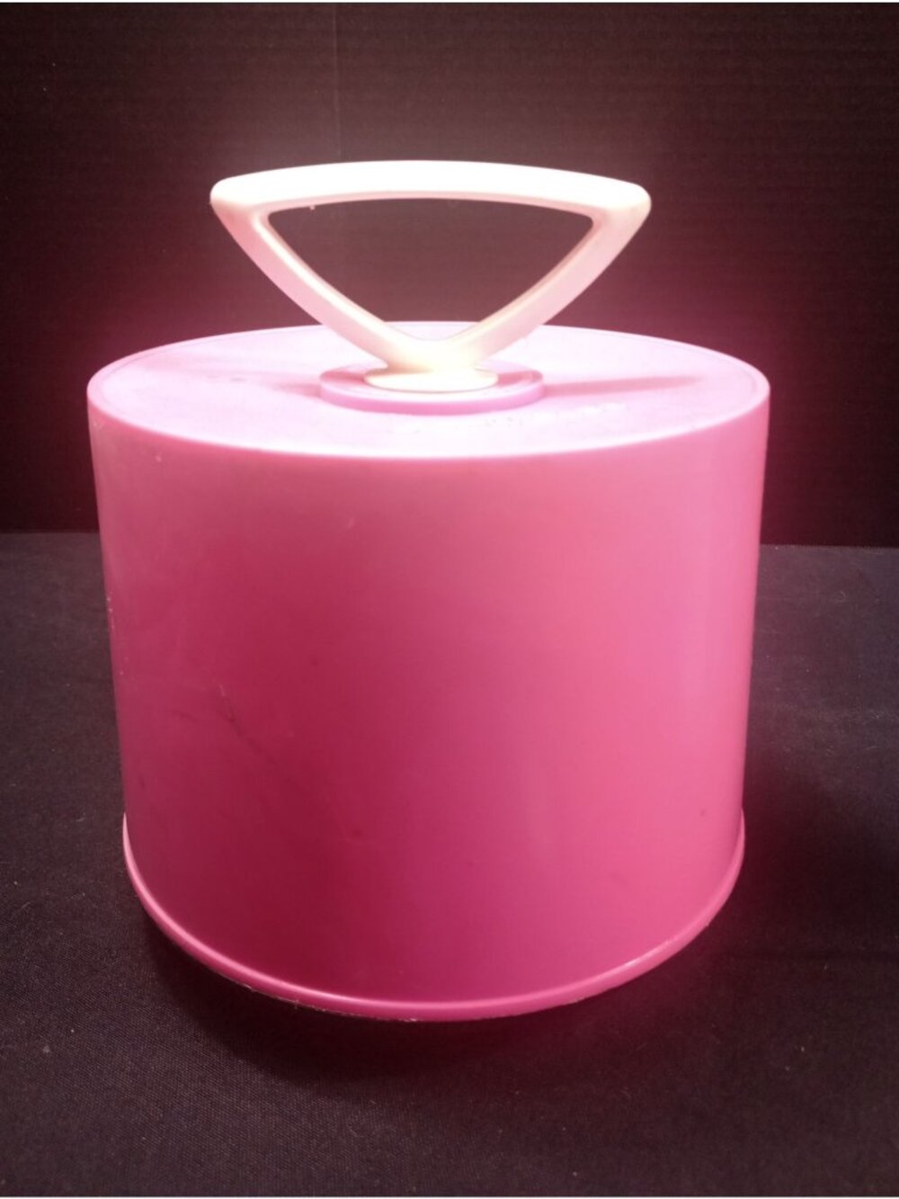 Vintage  MOD Pink Round "Disk-Go Case" for 45s Plastic Tote Mid Century 1960s/19